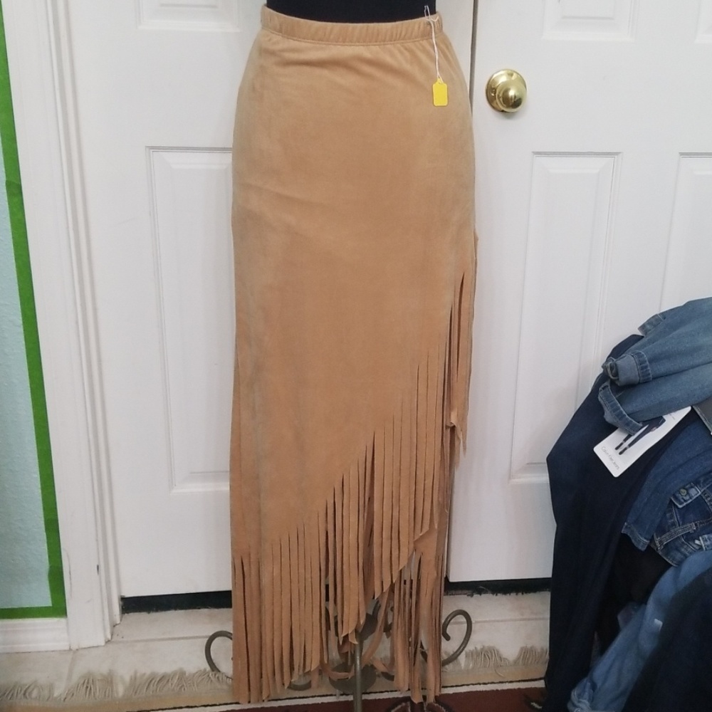 Faux suede maxi skirt